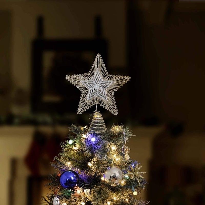 Ornativity Christmas Glitter Star Tree Topper - Rose Gold and Silver Bethlehem Star Sparkle Toppers Xmas Holiday Trees Top Decor Ornament 10" - Image 3